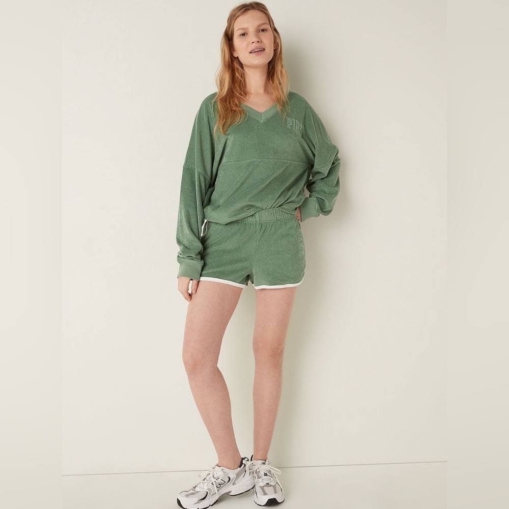 Victoria's Secret Pink Varsity Shorts Color: Soft Pine. Size: Multiple